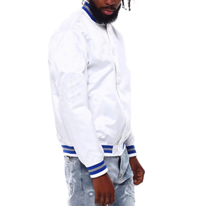 เสื้อแจ็กเก็ตผ้าซาตินปักลายกระดุมด้านหน้าสำหรับผู้ชายเสื้อแจ็กเก็ตทีมเบสบอลพิมพ์โลโก้ - Product Image 4