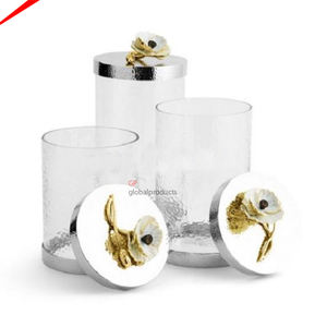 Boîte en verre pour articles d'hôtel de conception premium avec couvercle décoratif en marbre et en métal pour les décorations - Product Image 5