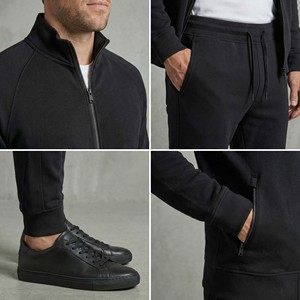 Ensemble de survêtement vintage pour homme, imprimé sur mesure, délavé à l'acide, tissu noir uni, molleton technique, coupe ample, pantalon de jogging et veste de survêtement - Product Image 6