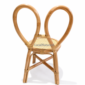 Silla de Comedor Infantil de Ratán con Orejas de Conejo, Asiento Tejido, Diseño Contemporáneo, Color Natural para Niños - Product Image 3