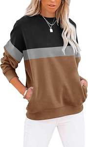 Sweat-shirts amples en molleton pour femmes, col rond, manches longues, 100 % coton, pour l'hiver - Product Image 2