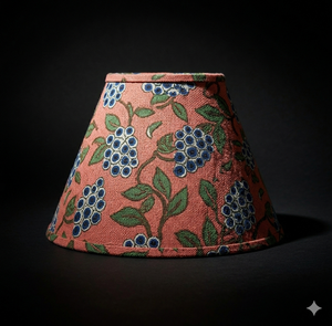 Abat-jour léger en coton imprimé floral fait main, de luxe, écologique, rose poudré, style indien - Product Image 4