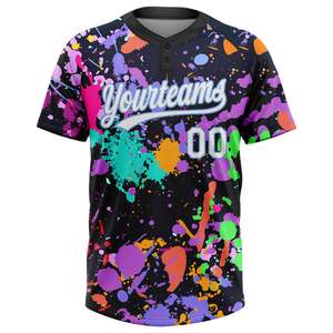 Camiseta de Softbol Unisex Personalizada con Dos Botones, Ropa Deportiva Transpirable de Secado Rápido, Estampado de Grafiti por Sublimación, Bordado de Equipo - Product Image 2