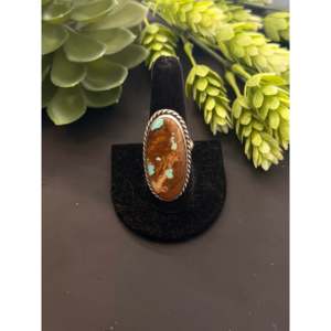 Anillo Ajustable Chassity Belone con 8 Turquesas y Plata de Ley, Engaste en Bisel, Acero Inoxidable, Regalo, Certificado GRS - Product Image 1