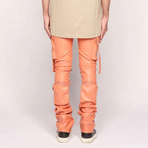 กางเกงหนังผู้ชายคุณภาพสูง พร้อมโลโก้สั่งทำ ทรงตรง เอวกลาง ดีไซน์ปรับแต่งได้ สไตล์สตรีท - Product Image 4