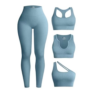 XXL & XL Fitted Skinny Workout Romper Transpirable Yoga Pant Leggings con sujetador Patrón sólido Impresión digital Decoración de bolsillo - Product Image 4