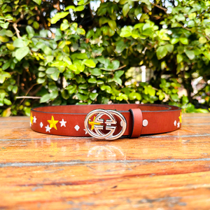 เข็มขัดหนังวัวแบบลำลองปักด้วยด้ายห้าดาวมีความยาวตามสั่งพร้อมหมุดสีเงินสำหรับหัวเข็มขัด - Product Image 2