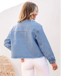 Veste en jean d'hiver pour femmes décontracté manches longues boutonné poches utilitaires avant coupe régulière vêtements d'extérieur de mode Vintage - Product Image 6