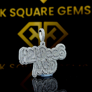 Pendentif personnalisé en argent sterling avec moissanite VVS taille ronde, style hip-hop, design lettre, pour enfants, 2-4 pouces, unisexe - Product Image 3