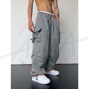กางเกงกันลมสำหรับผู้ชายกางเกงออกกำลังคาร์โก้แบบลำลองมีกระเป๋าหลายกระเป๋ากางเกงขายาวสไตล์ใหม่ - Product Image 3