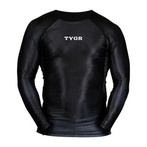 Haute Qualité 220gsm Noir Fluorescent Tissu MMA Grappling Rash Guards Manches Courtes En Gros avec Étiquette Blanche - Product Image 4