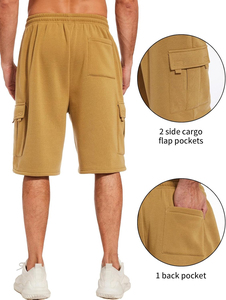 Conjunto de pantalones cortos de malla desgastada de tela de algodón Vintage para hombre, pantalones cortos transpirables de verano con logotipo personalizado Simple para hombre - Product Image 2