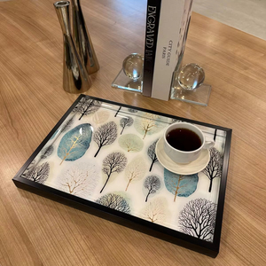Venta directa de fábrica, bandeja de servicio de vidrio moderna personalizada para el hogar y el Hotel para la temporada navideña, mesa de cocina decorativa para el hogar - Product Image 1