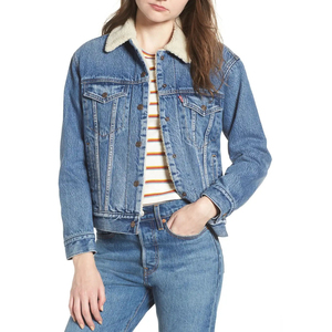 Abrigo de piel clásico de invierno para mujer, Chaqueta corta holgada informal de talla grande, chaqueta vaquera de lana con botones Vintage impermeable - Product Image 1