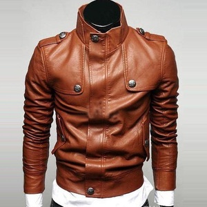 Chaqueta de cuero real para hombres con forro transpirable, puños con botones y acabado elegante, chaqueta de cuero para hombres - Product Image 3