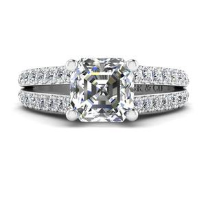 Top Trending Asscher And Round Diamond 925 Silver <b>Split</b> Shank Engagement <b>Ring</b> Luxury Fashion For Women At Wholesale Price - Product Image 4