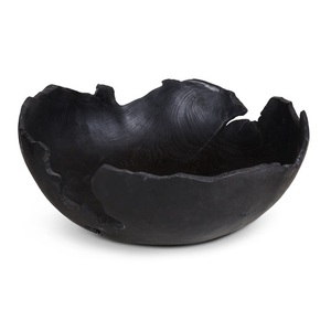 Bol de service en métal noir mat fait main - Grand saladier irrégulier en céramique moderne pour hôtels de luxe et usage domestique - Product Image 1