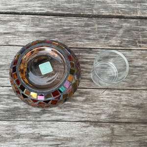 Partylite <b>mosaic</b> <b>glass</b> candle holder, Global Fusion <b>Mosaic</b> <b>Glass</b> <b>Tile</b> Tealight Votive Candle Holder. Brand new. In original box. - Product Image 3