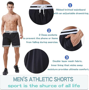 Venta al por mayor de alta calidad de poliéster de gimnasio pantalones cortos de deporte para los hombres de baloncesto pantalones cortos de malla personalizados - Product Image 4