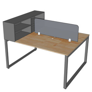 Modern Minimalist 2-seater Office <b>Desk</b> 150x120cm Rubber Wood Top Iron Legs Document <b>Shelf</b> HBRT075 - Product Image 6