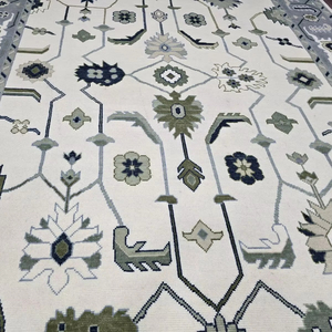 Haute Qualité Traditionnel Oushak Tapis Tricoté À La Main Moderne Coloré Turc Tapis Marine Corail 8x10 Blanc Bleu 9x12 Coton Haut - Product Image 1