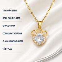 Collier rond en zircon en acier titane inaltérable pour femme, pendentif halo en cuivre plaqué or 18 carats, bijoux étanches élégants, vente en gros