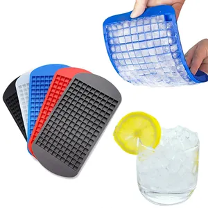 Rayshine Small Food Grad Release Flexible Stackable Cocktail Whiskey Silicone 160 Grids Mini Tiny Ice Cube Tray