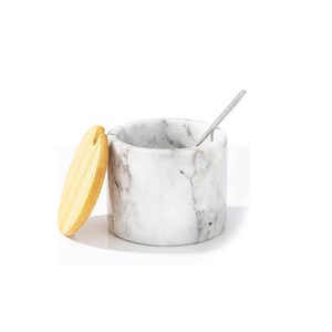 3 in 1 Marble Salt and Pepper <b>Box</b> and Spice Jar <b>Storage</b> Container Wood Triple Cellar Bowls With Handmade Use - Product Image 2