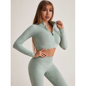 Vêtements de sport Sexy pour femmes, 2 pièces sans couture, combinaisons de Yoga confortables, ensembles de Fitness, de course - Product Image 5