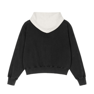 เสื้อมีฮู้ดแขนแร็กแลนสำหรับผู้ชายเสื้อผ้าแนวสตรีทผ้าคอตตอน100% แอซิดสีตัดกัน - Product Image 2