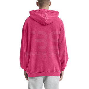 เสื้อมีฮู้ดผ้าฝ้ายผสมสำหรับผู้ชายดีไซน์ล้างกรดมีฮู้ดปรับได้ดูวินเทจ - Product Image 4