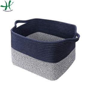 Set of 2 Modern Woven Storage <b>Baskets</b> with Cotton Rope Handle <b>Laundry</b> <b>Basket</b> for Hanging Decorative Accessories - Product Image 6