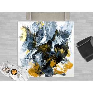 Tapis noir et jaune, tapis moderne, tapis d'entrée, tapis en chenille - Product Image 4