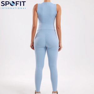 Ensemble de yoga sans couture 2 pièces pour femme, tenue de sport et de fitness, idéal pour la course et la gym, collection unie, vente chaude - Product Image 4