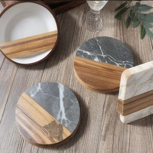 Posavasos de resina epoxi y madera caliente, la mejor calidad, posavasos de resina azul Pavo Real personalizado, posavasos de forma redonda para bebidas para la venta - Product Image 3