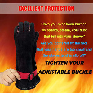 Gants de travail à manches longues résistants à la chaleur mitaines de four pour Tig Mig bâton BBQ cheminée gants de soudage en cuir pour femmes homme - Product Image 6