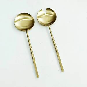 Meilleure vente Ensemble de 2 couverts à salade dorés en acier inoxydable durable avec poignée en marbre pour la maison et les hôtels - Product Image 2