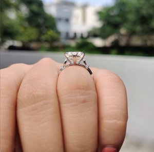 แหวนแต่งงานสำหรับผู้หญิงประดับเพชรโมอิสสีเงินสเตอร์ลิง925ใหม่ทันสมัยได้รับการรับรองสำหรับงานปาร์ตี้ - Product Image 6