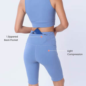 Short de sport personnalisé pour femmes Vêtements de yoga bio de haute qualité Vêtements de sport d'entraînement d'été respirants Décoration de logo Coupe athlétique ample - Product Image 5