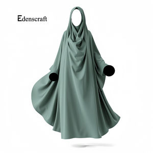 Abaya Musulmana de Poliéster de Longitud Completa para Mujer, Vestido Formal Modesto para Oración, Manga Larga, Holgada, Simple y Personalizable - Product Image 5