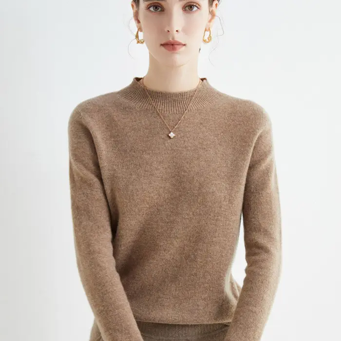 100% बुना हुआ कश्मीरी स्वेटर शुद्ध रंग मेरिनो ऊनी स्वेटर महिला के लिए