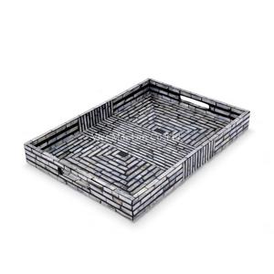 Plateau rectangulaire en nacre naturelle pour la décoration de la maison, plateau de service artisanal en coquille naturelle, fabriqué directement au Vietnam - Product Image 1