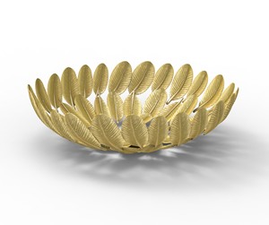 Laiton Mat Polonais Feuille Joint Décoratif Rond Fruits Affichage Bol Style Indien Fantaisie Haute Qualité Bol De Service Look Classique - Product Image 1