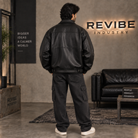 Veste d'hiver oversize noire en cuir de vache pour homme, multi-poches, véritable cuir, écologique, respirante, streetwear, fabricant OEM personnalisé
