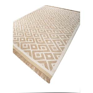 Alfombra de Lana Tejida a Mano Color Marfil con Diseño Geométrico Rectangular Tipo Rompecabezas para Sala de Estar, Entrada, Modelo para Adolescentes Número Skjw-04 - Product Image 2