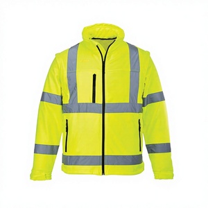 Men's Premium Polyester Fabric Work <b>Jacket</b> with Hi Viz <b>Visibility</b> Lining Customizable Logo Support - Product Image 1