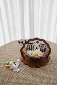 Panier à fruits secs en bois fait main de qualité supérieure, moderne, écologique, pour servir des collations et offrir en cadeau, Tradebyd - Product Image 2