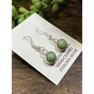 Navajo Handmade Royston Turquoise <b>Sterling</b> <b>Silver</b> Drop Ball <b>Dangle</b> <b>Earrings</b> - Product Image 2
