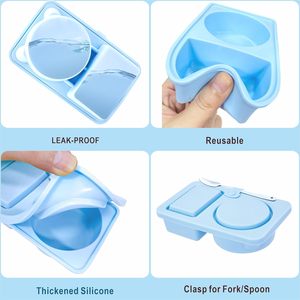 Boîte à snackle à double compartiment Conteneurs à snackle Contenants à snacks réutilisables en silicone pour vinaigrette sauce assaisonnement - Product Image 2