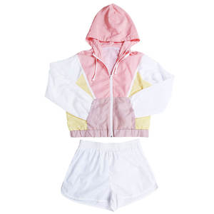 Conjunto de 2 piezas cortavientos de alta calidad, ropa de gimnasio, conjuntos de entrenamiento, chaqueta y pantalones cortos con cremallera, conjunto de pantalones cortos cortavientos para hombre - Product Image 1